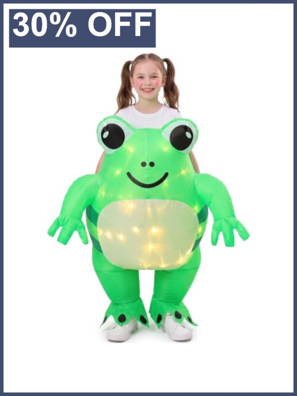 Kids Inflatable Frog Halloween Costume, Blow Up Animal Dress Up with Fan & LED